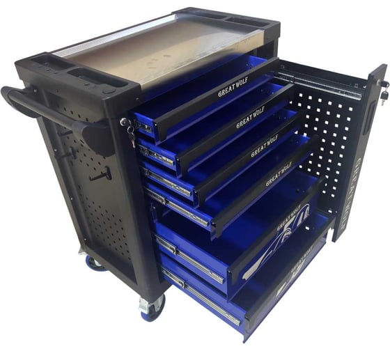 Изображение товара Инструментальная тележка Great Wolf 8 ящиков, ЦЗ, усиленная, синяя GW-8ST BLUE