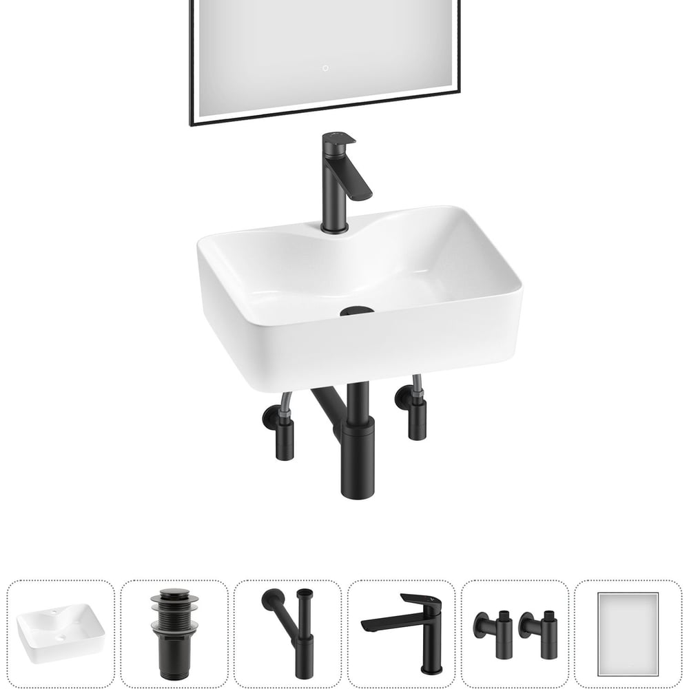 Изображение товара Комплект Wellsee 6 в 1 Lavinia Boho накладная раковина 48x37 см для ванной