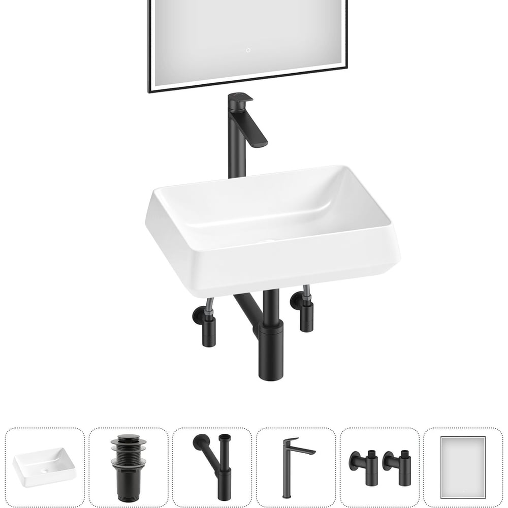 Изображение товара Комплект Wellsee 6 в 1 Lavinia Boho накладная раковина для ванной 50x38 см