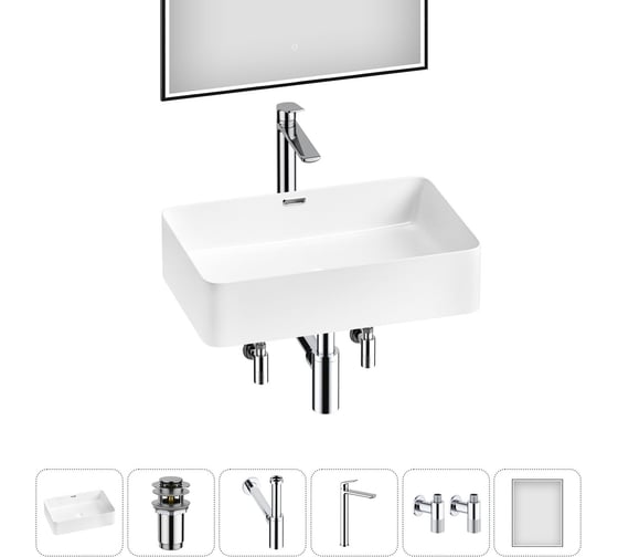 Изображение товара Комплект Wellsee 6 в 1 Lavinia Boho Bathroom Sink накладная раковина 60x39 см 20219337R
