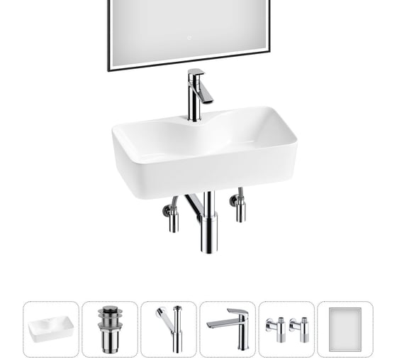 Изображение товара Комплект Wellsee 6 в 1 Lavinia Boho Bathroom Sink накладная раковина 54x30 см 20219353R