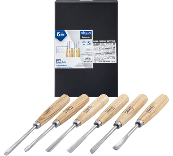 Изображение товара Стамески фигурные Scheppach набор 6 предметов Sch-25570(65679)