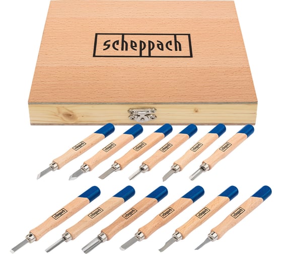 Изображение товара Стамески фигурные Scheppach набор 12 предметов Sch-25530(65677)