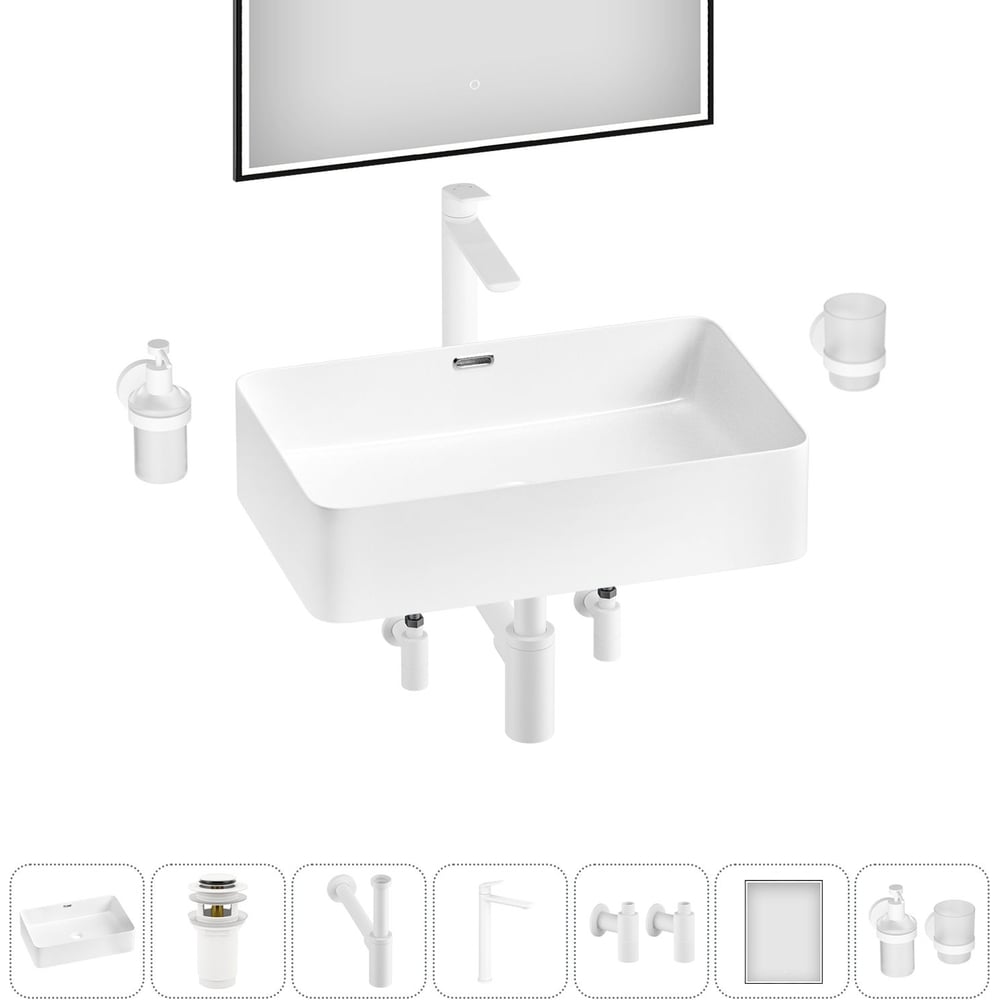 Изображение товара Комплект Wellsee 7 в 1 Lavinia Boho Bathroom Sink накладная раковина 60x39 см