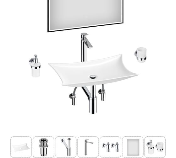 Изображение товара Комплект Wellsee 7 в 1 Lavinia Boho Bathroom Sink накладная раковина 59x39 см 20219365R