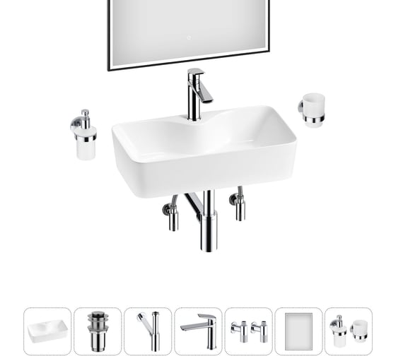 Изображение товара Комплект Wellsee 7 в 1 Lavinia Boho Bathroom Sink накладная раковина 54x30 см 20219357R