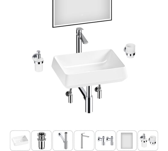 Изображение товара Комплект Wellsee 7 в 1 Lavinia Boho Bathroom Sink накладная раковина 50x38 см 20219437R
