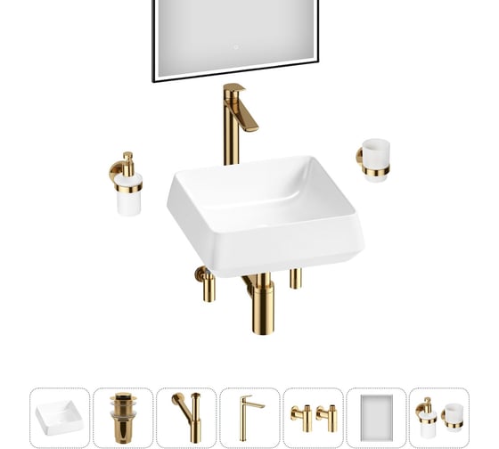Изображение товара Комплект Wellsee 7 в 1 Lavinia Boho Bathroom Sink накладная раковина 38x38 см 20219431R