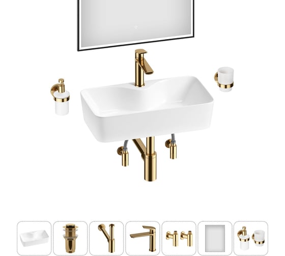 Изображение товара Комплект Wellsee 7 в 1 Lavinia Boho Bathroom Sink накладная раковина 54x30 см 20219359R