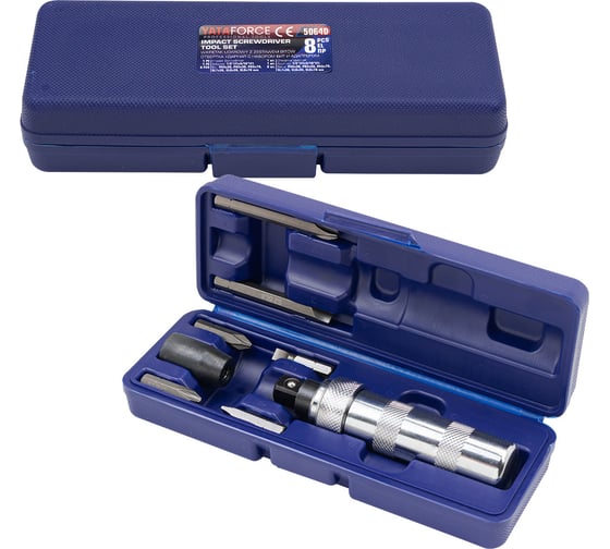 Изображение товара Отвертка ударная с набором бит и адаптером YATAFORCE 8 предметов YF-5064D(65449)