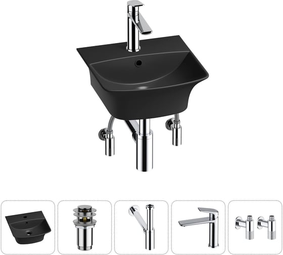 Изображение товара Комплект Wellsee 5 в 1 Lavinia Boho Bathroom Sink накладная/подвесная раковина 35x36 см 20216746R