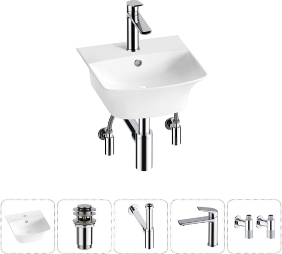 Изображение товара Комплект Wellsee 5 в 1 Lavinia Boho Bathroom Sink накладная/подвесная раковина 35x36 см 20216733R
