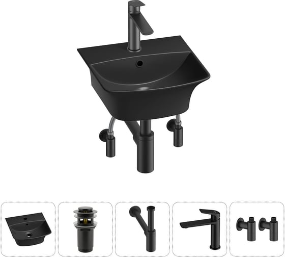 Изображение товара Комплект Wellsee 5 в 1 Lavinia Boho Bathroom Sink накладная/подвесная раковина 35x36 см 20216747R