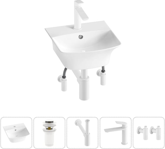 Изображение товара Комплект Wellsee 5 в 1 Lavinia Boho Bathroom Sink накладная/подвесная раковина 35x36 см 20216736R