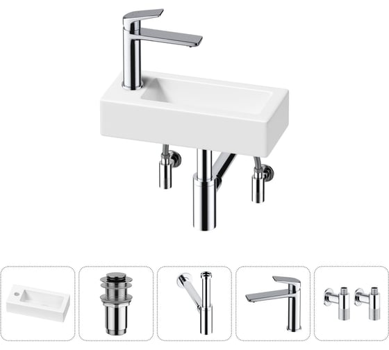 Изображение товара Комплект Wellsee 5 в 1 Lavinia Boho Bathroom Sink накладная/подвесная раковина 37x18 см 20215893R