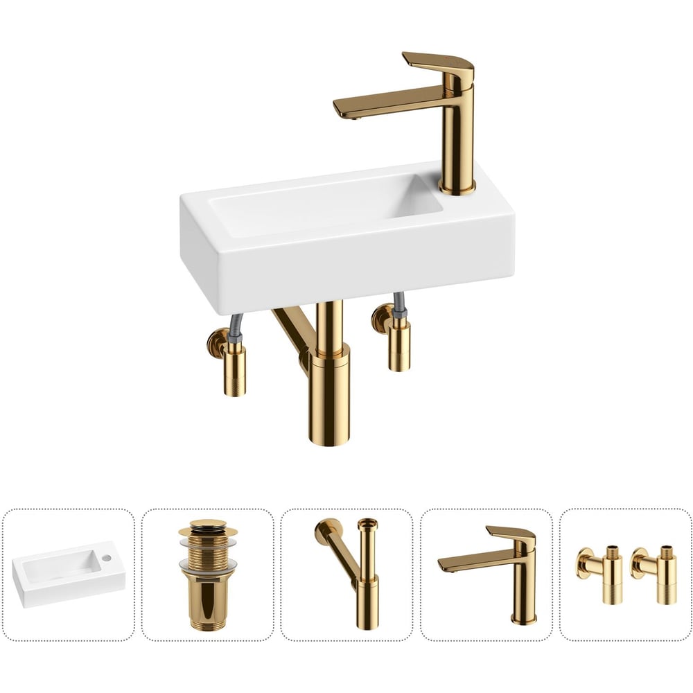 Комплект Wellsee 5 в 1 Lavinia Boho Bathroom Sink накладная/подвесная раковина 37x18 см 20215867R