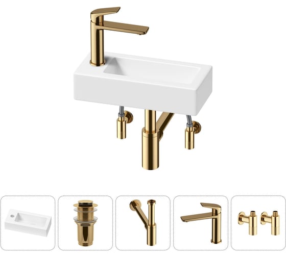 Изображение товара Комплект Wellsee 5 в 1 Lavinia Boho Bathroom Sink накладная/подвесная раковина 37x18 см 20215895R