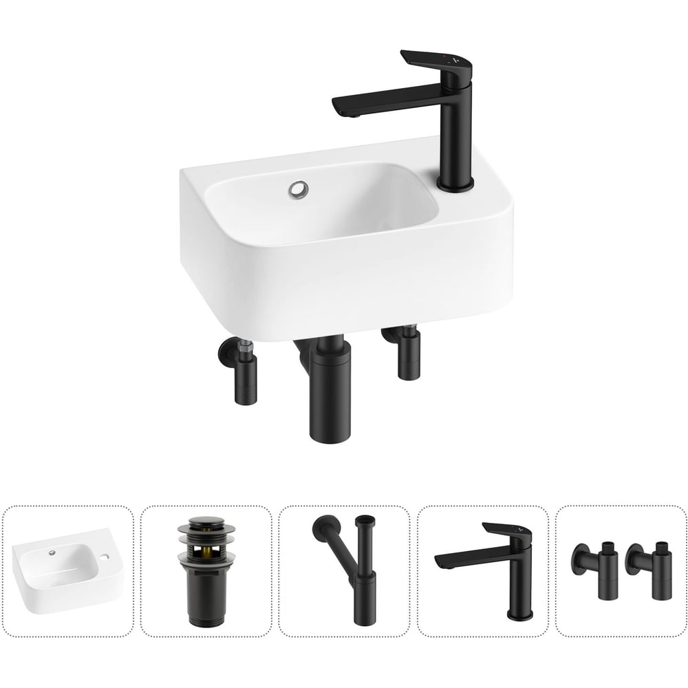 Комплект Wellsee 5 в 1 Lavinia Boho Bathroom Sink накладная/подвесная раковина 37x25 см 20216566R