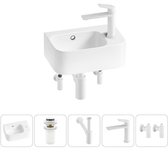 Изображение товара Комплект Wellsee 5 в 1 Lavinia Boho Bathroom Sink накладная/подвесная раковина 37x25 см 20216568R