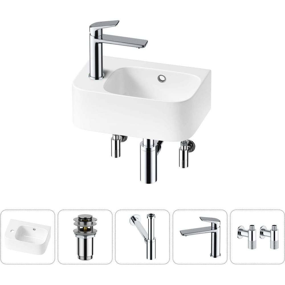 Комплект Wellsee 5 в 1 Lavinia Boho Bathroom Sink накладная/подвесная раковина 37x25 см 20216537R