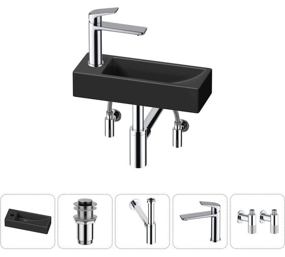 Изображение товара Комплект Wellsee 5 в 1 Lavinia Boho Bathroom Sink накладная/подвесная раковина 38x14 см 20215934R