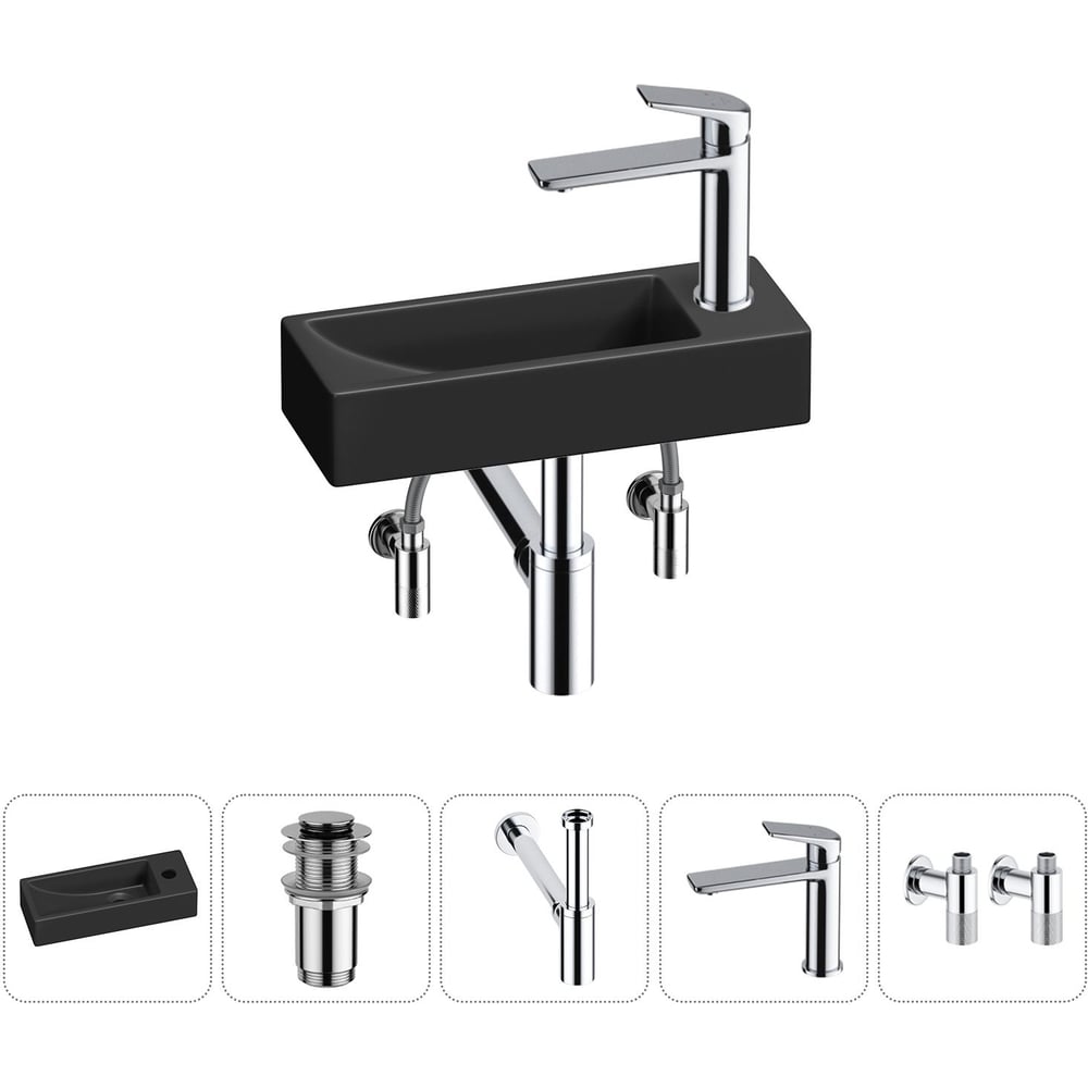 Комплект Wellsee 5 в 1 Lavinia Boho Bathroom Sink накладная/подвесная раковина 38x14 см 20215962R