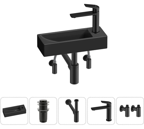 Изображение товара Комплект Wellsee 5 в 1 Lavinia Boho Bathroom Sink накладная/подвесная раковина 38x14 см 20215963R