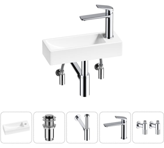 Изображение товара Комплект Wellsee 5 в 1 Lavinia Boho Bathroom Sink накладная/подвесная раковина 38x14 см 20215949R