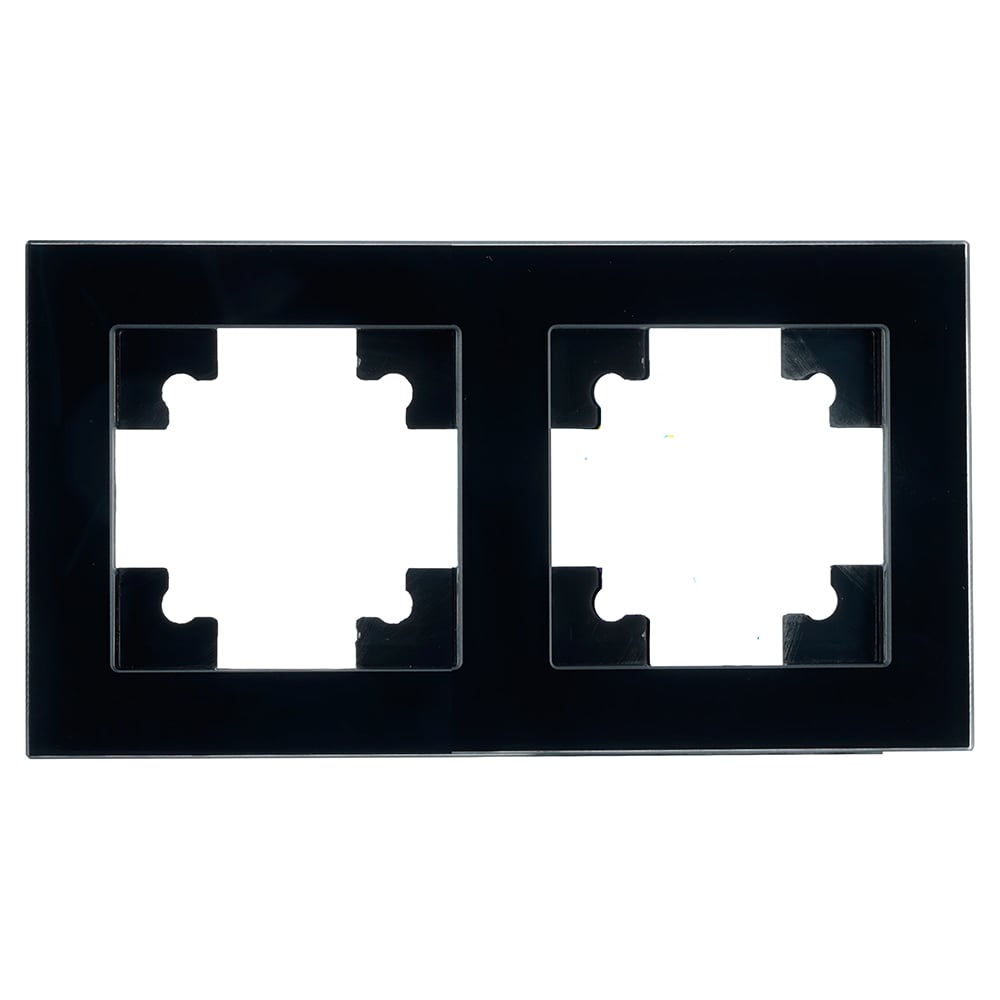 Изображение товара Двухместная горизонтальная стеклянная рамка серии Катрин черная STEKKER GFR00-7002-05