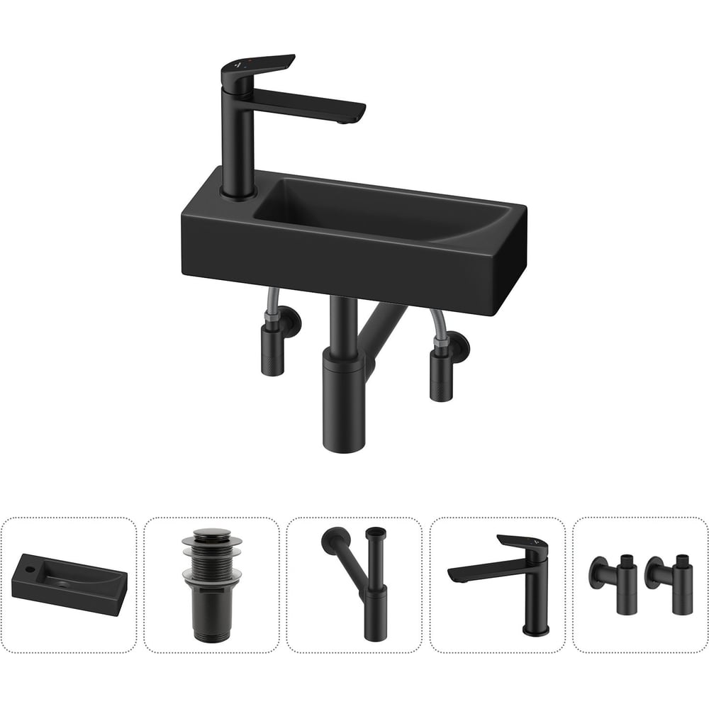Комплект Wellsee 5 в 1 Lavinia Boho Bathroom Sink накладная/подвесная раковина 38x14 см 20215935R