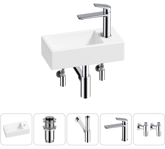 Изображение товара Комплект Wellsee 5 в 1 Lavinia Boho Bathroom Sink накладная/подвесная раковина 40x20 см 20215977R