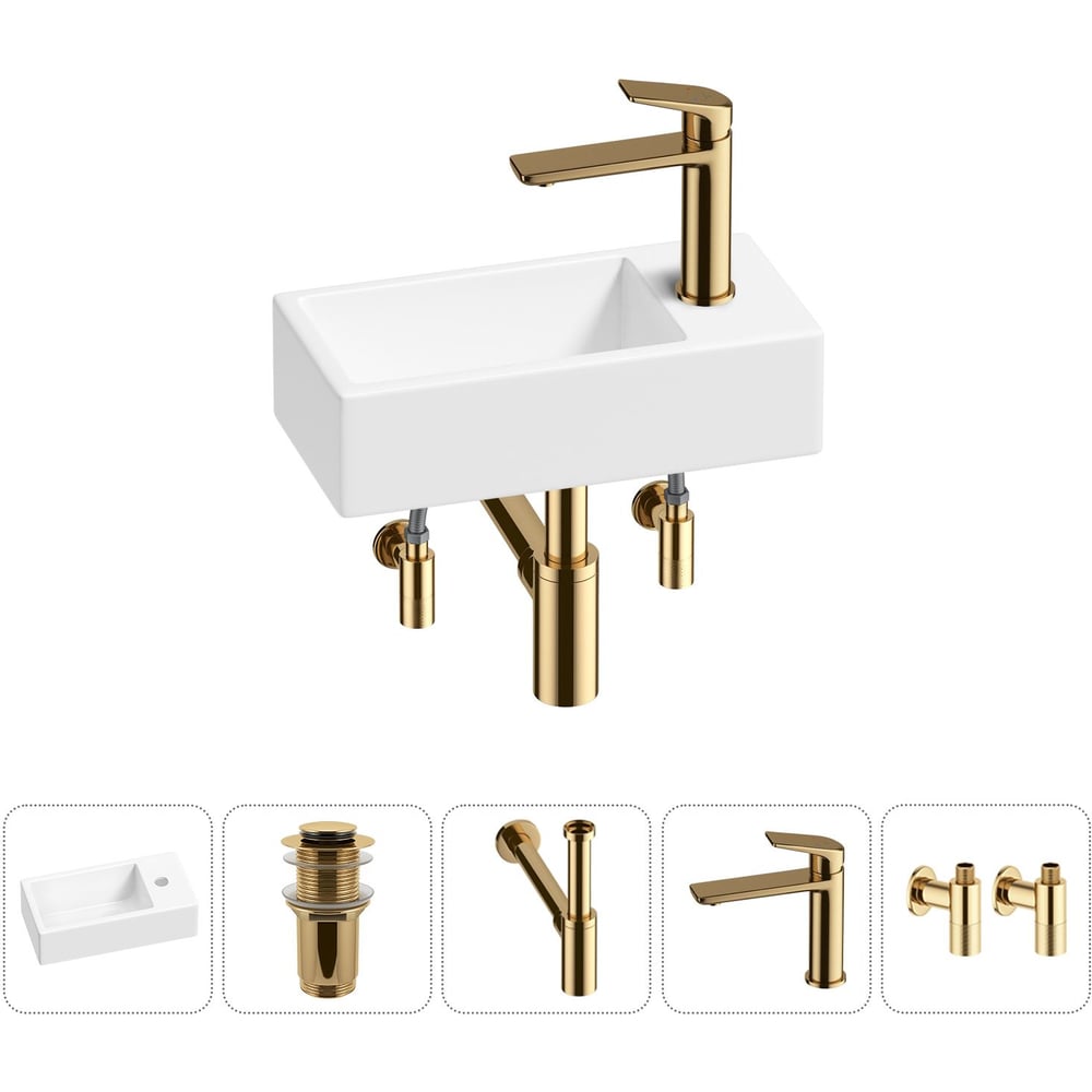 Изображение товара Комплект накладная раковина Wellsee 5 в 1 Lavinia Boho 40x20 см с смесителем