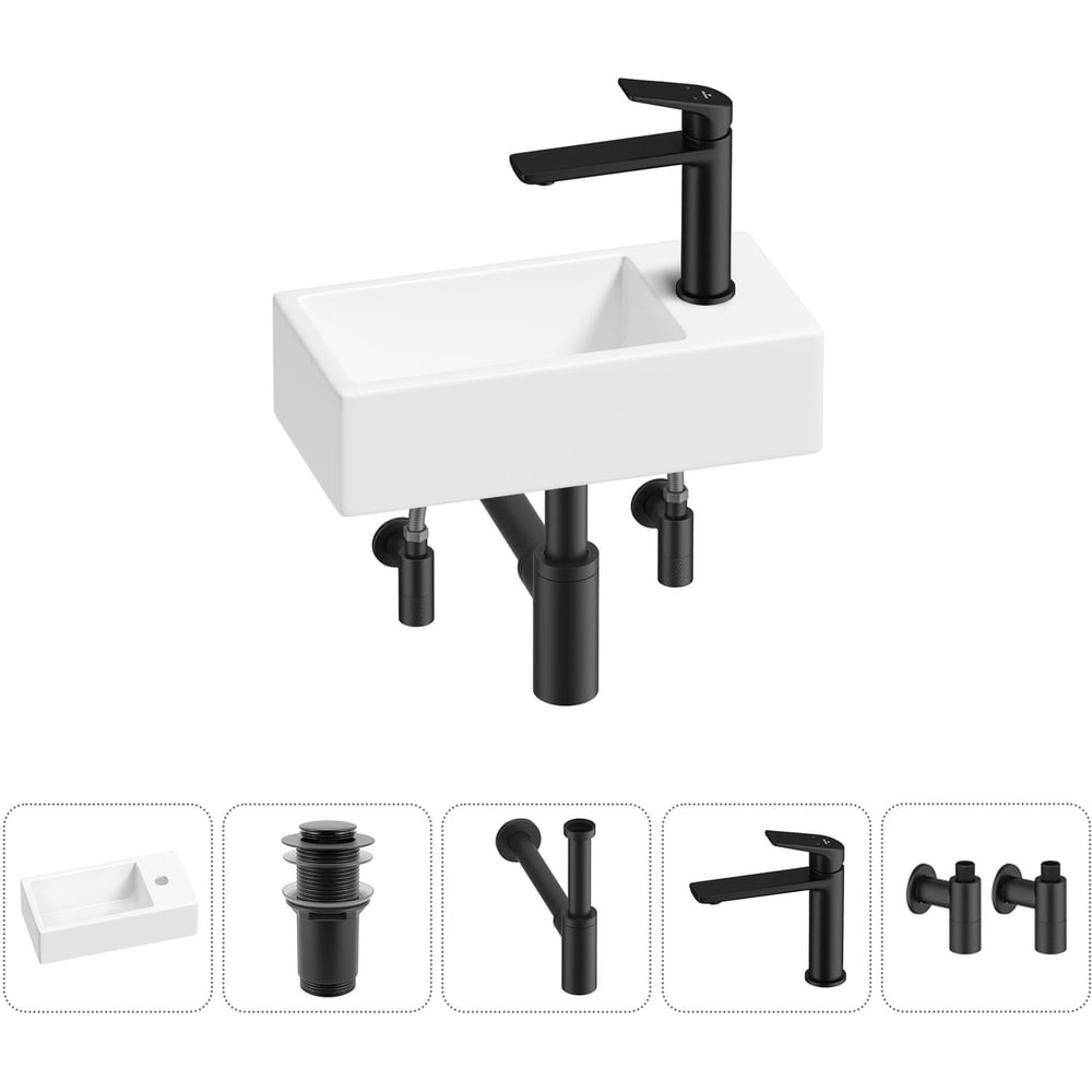 Комплект Wellsee 5 в 1 Lavinia Boho Bathroom Sink накладная/подвесная раковина 40x20 см 20215978R