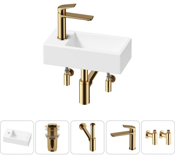 Изображение товара Комплект Wellsee 5 в 1 Lavinia Boho Bathroom Sink накладная/подвесная раковина 40x20 см 20216007R