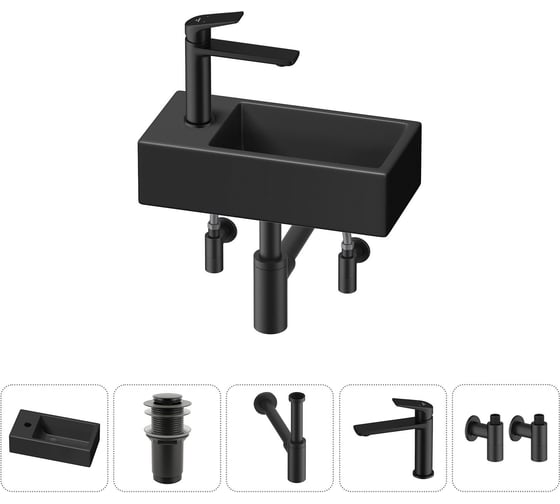 Изображение товара Комплект Wellsee 5 в 1 Lavinia Boho Bathroom Sink накладная/подвесная раковина 40x20 см 20216019R