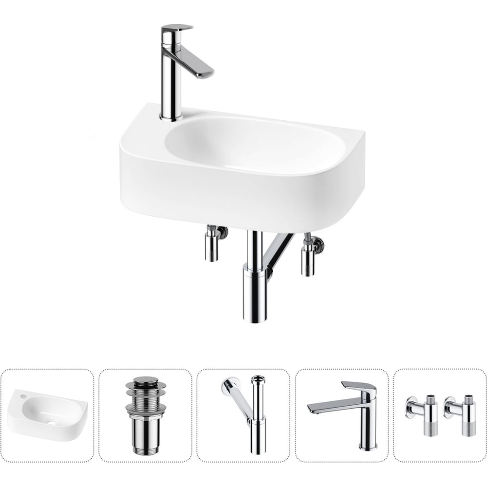 Изображение товара Комплект для ванной Wellsee 5 в 1 Lavinia Boho накладная или подвесная раковина 40x22 см