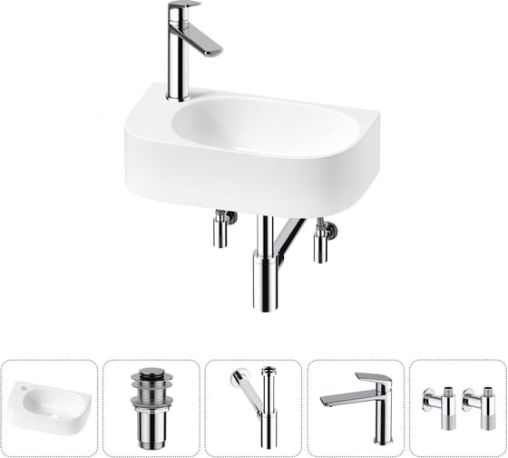 Изображение товара Комплект Wellsee 5 в 1 Lavinia Boho Bathroom Sink накладная/подвесная раковина 40x22 см 20216341R