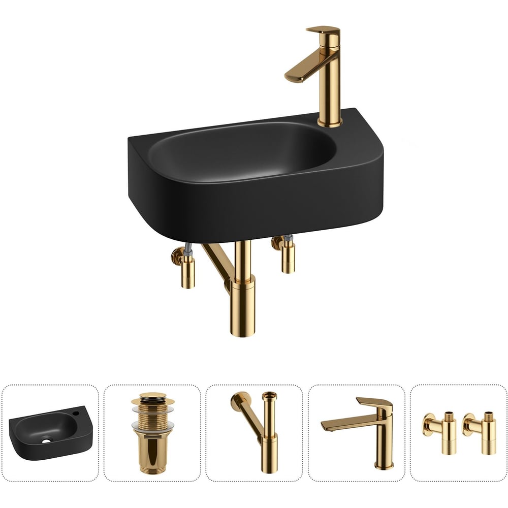 Комплект Wellsee 5 в 1 Lavinia Boho Bathroom Sink накладная/подвесная раковина 40x22 см 20216328R