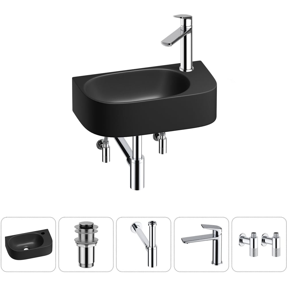 Комплект Wellsee 5 в 1 Lavinia Boho Bathroom Sink накладная/подвесная раковина 40x22 см 20216326R