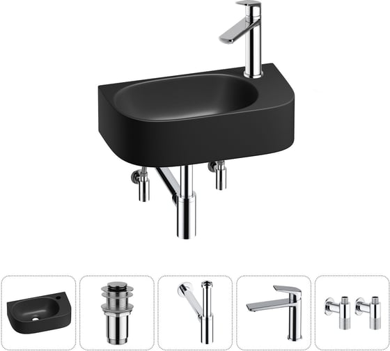 Изображение товара Комплект Wellsee 5 в 1 Lavinia Boho Bathroom Sink накладная/подвесная раковина 40x22 см 20216326R