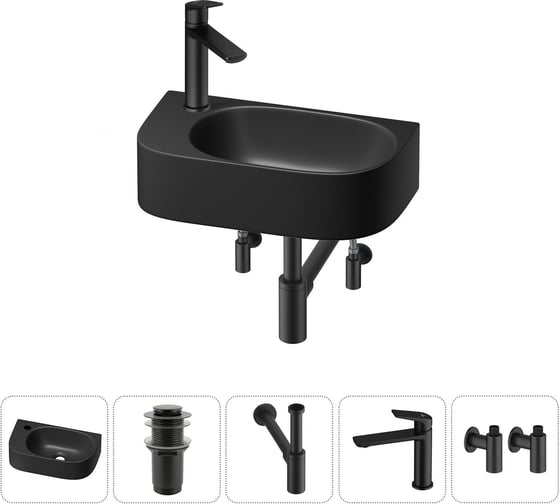 Изображение товара Комплект Wellsee 5 в 1 Lavinia Boho Bathroom Sink накладная/подвесная раковина 40x22 см 20216355R