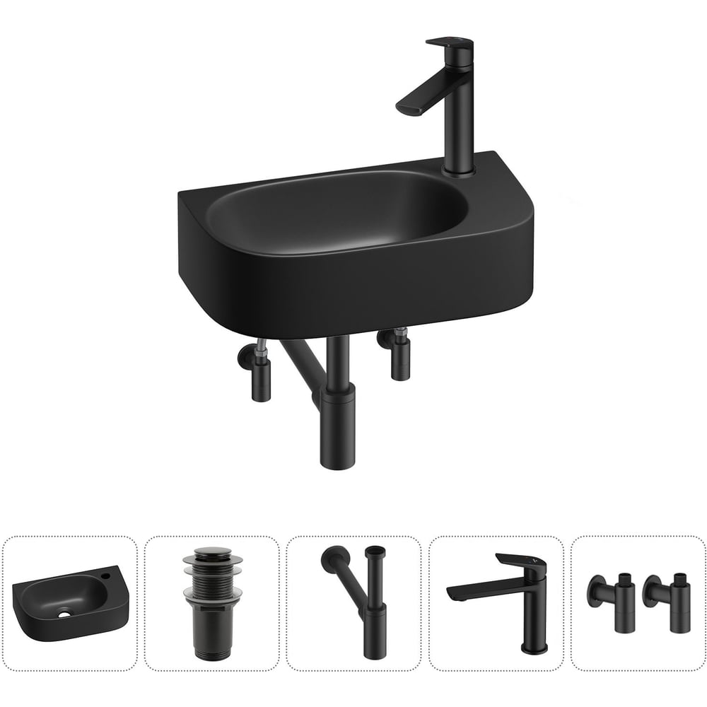 Комплект Wellsee 5 в 1 Lavinia Boho Bathroom Sink накладная/подвесная раковина 40x22 см 20216327R