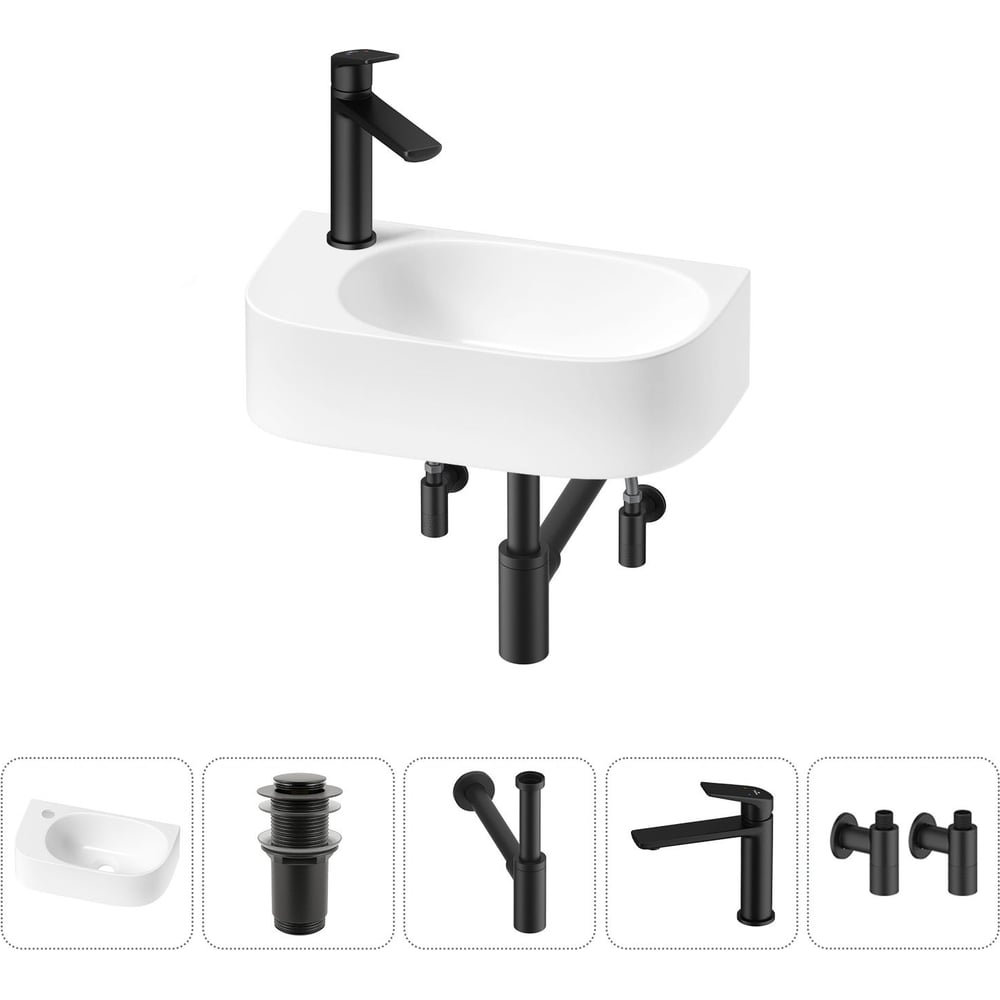 Комплект Wellsee 5 в 1 Lavinia Boho Bathroom Sink накладная/подвесная раковина 40x22 см 20216342R