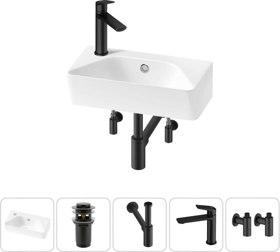 Изображение товара Комплект Wellsee 5 в 1 Lavinia Boho Bathroom Sink накладная/подвесная раковина 40x22 см 20216454R