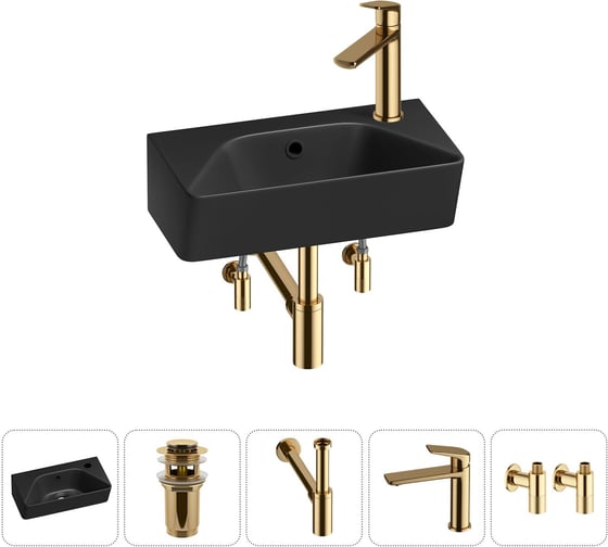 Изображение товара Комплект Wellsee 5 в 1 Lavinia Boho Bathroom Sink накладная/подвесная раковина 40x22 см 20216440R