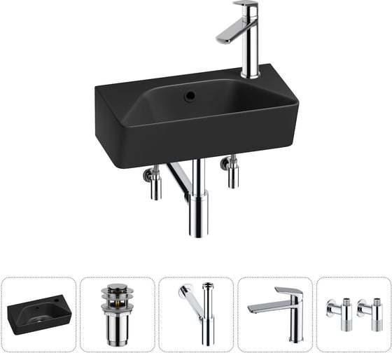 Изображение товара Комплект Wellsee 5 в 1 Lavinia Boho Bathroom Sink накладная/подвесная раковина 40x22 см 20216438R