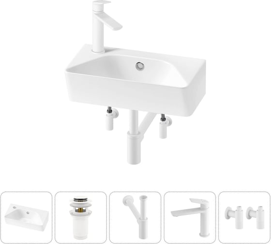 Изображение товара Комплект Wellsee 5 в 1 Lavinia Boho Bathroom Sink накладная/подвесная раковина 40x22 см 20216456R