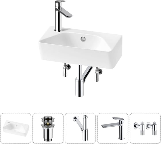Изображение товара Комплект Wellsee 5 в 1 Lavinia Boho Bathroom Sink накладная/подвесная раковина 40x22 см 20216453R