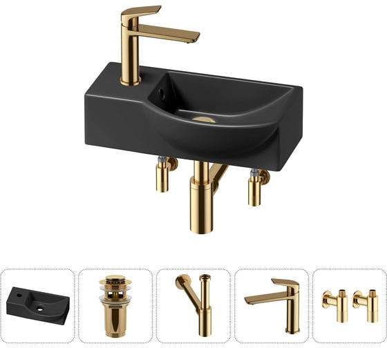 Изображение товара Комплект Wellsee 5 в 1 Lavinia Boho Bathroom Sink накладная/подвесная раковина 40x23 см 20216048R