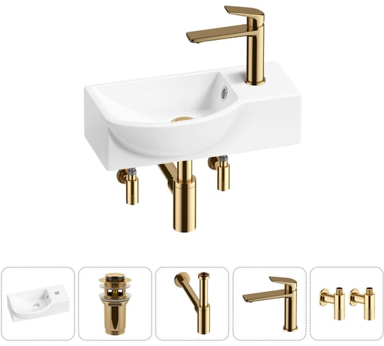 Изображение товара Комплект Wellsee 5 в 1 Lavinia Boho Bathroom Sink накладная/подвесная раковина 40x23 см 20216063R